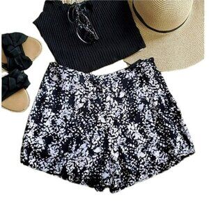 Volcom Girls Kids Shorts Size 12 Medium Black Lavendar Side Zipper Flowy Outdoor